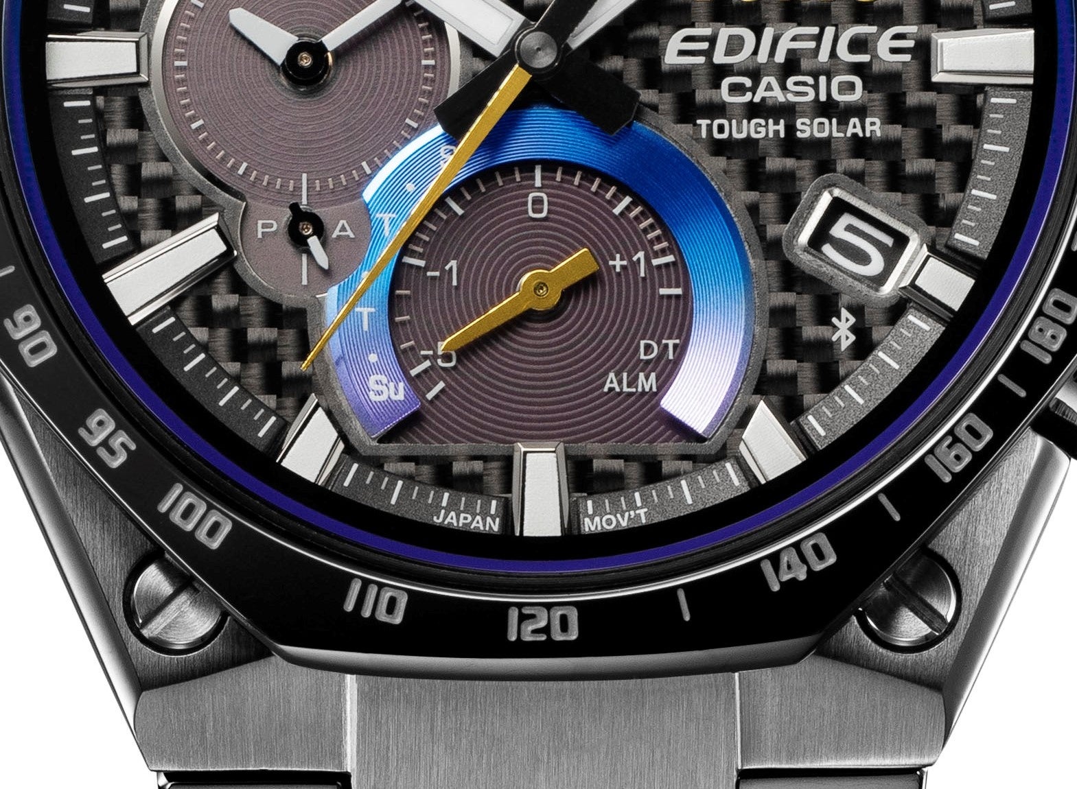 ヒートグラデーションを表現したインダイアルと風防の外周　　