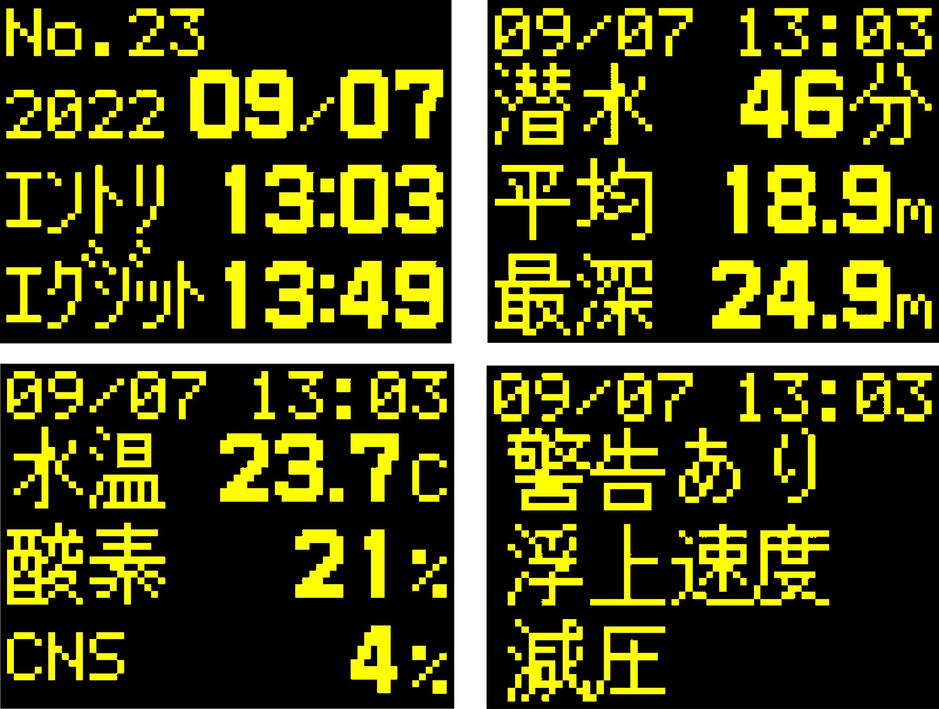 潜水後のログ確認画面