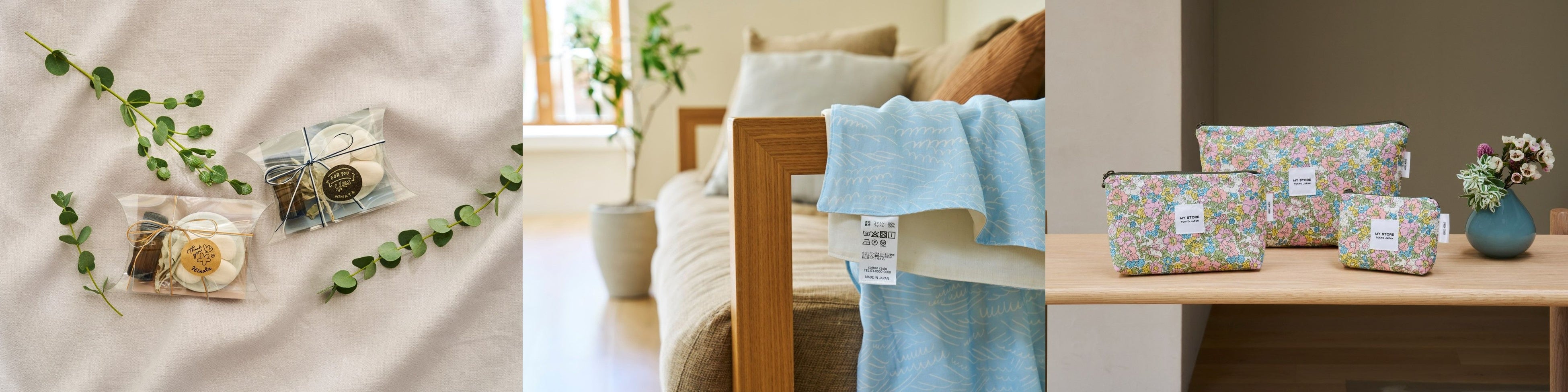 カットラベルと布タグの使用例