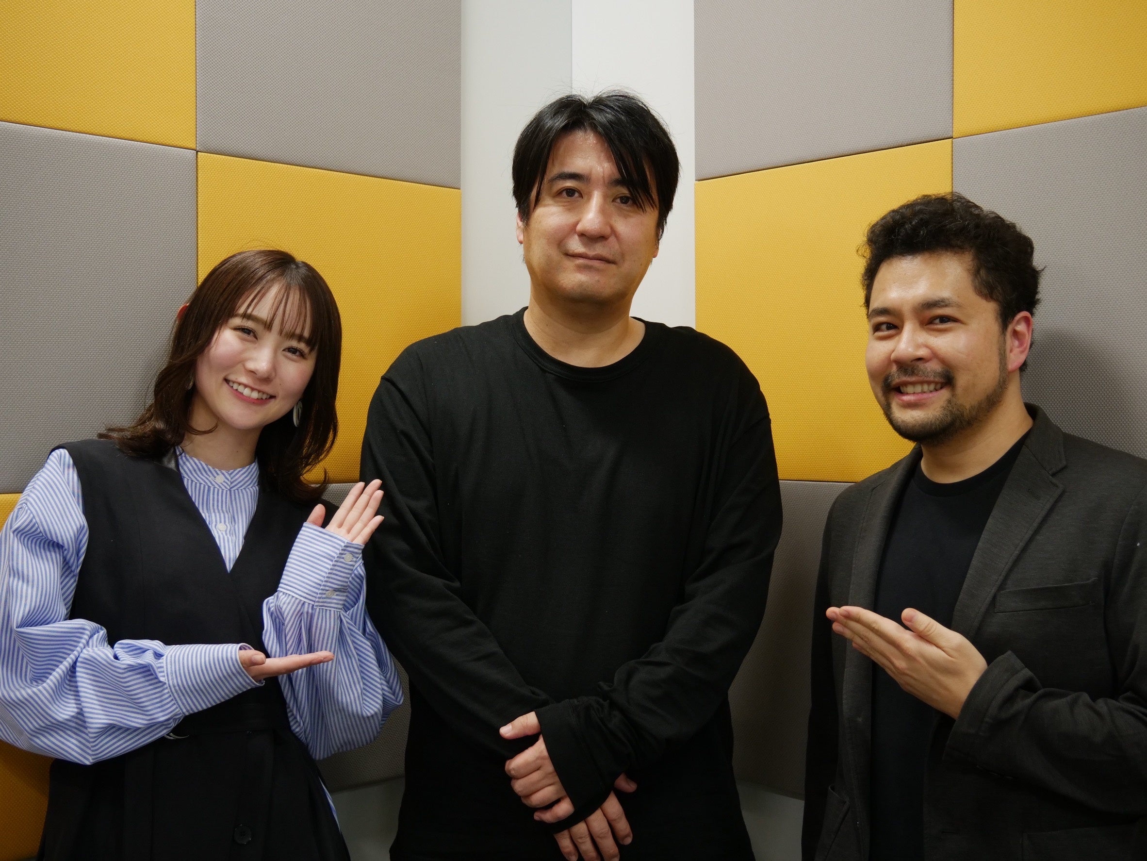 まつきりな（左）、佐久間宣行（中）、緒方憲太郎（右）