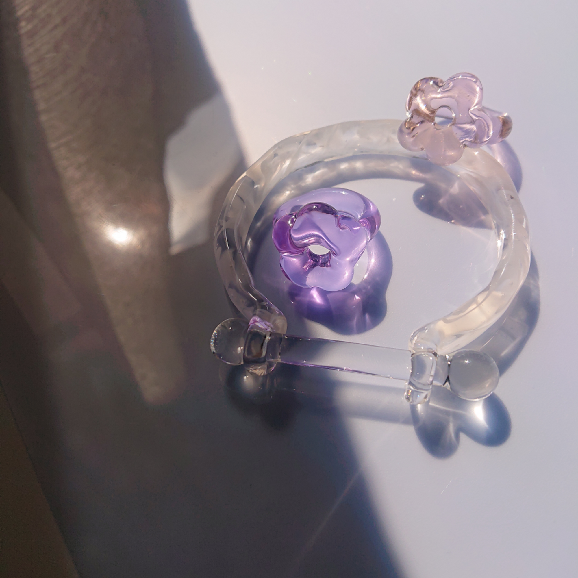 ma minette フラワーガラスピアスクリア