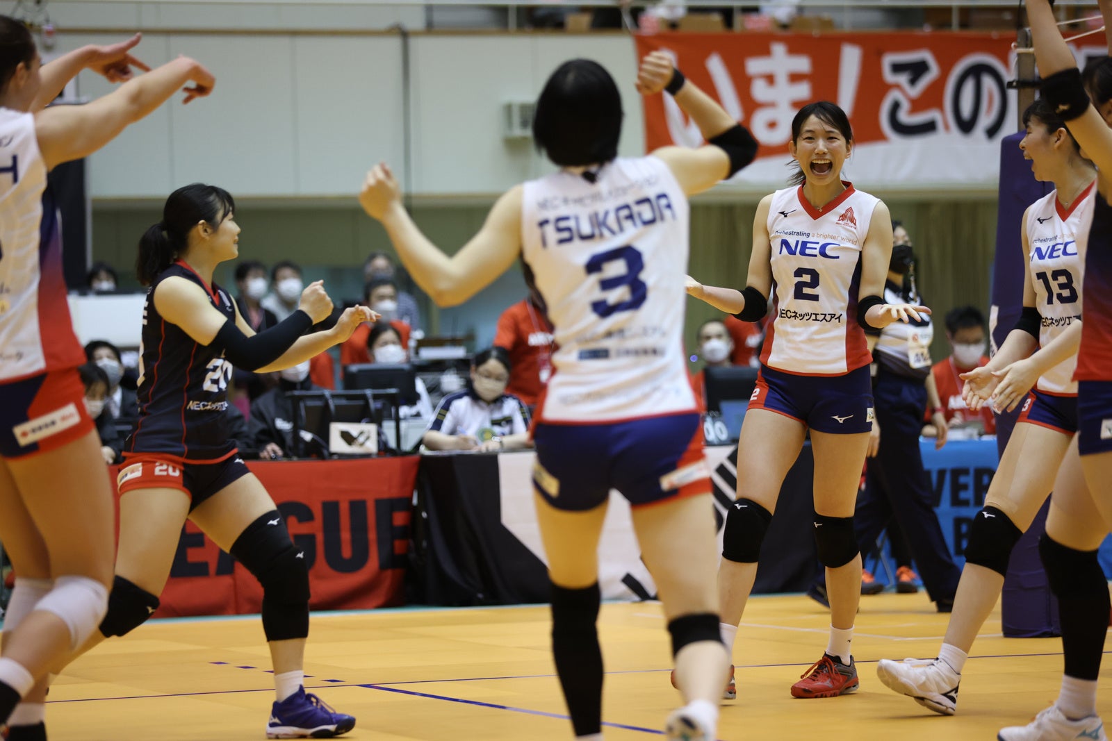 今季デンソー相手に3連勝のNEC 写真は3月19日 対デンソー戦