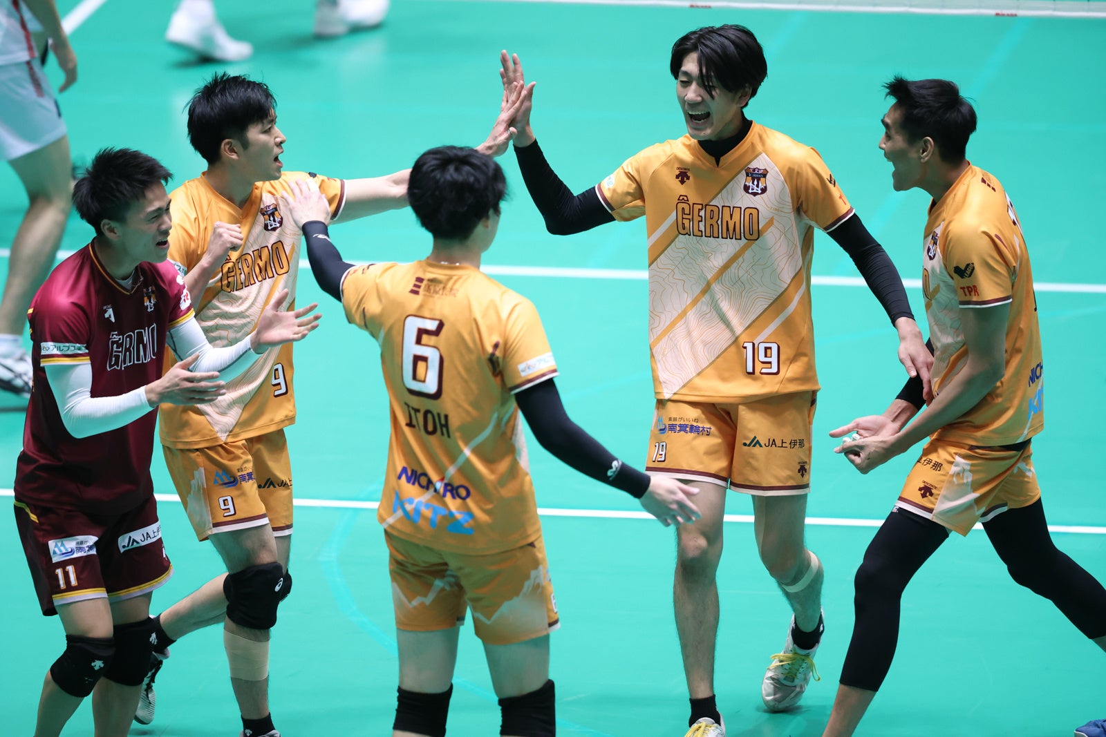 FC東京に勝利し、今季ホームゲームで初勝利となったVC長野 写真は1月9日 対大分三好戦