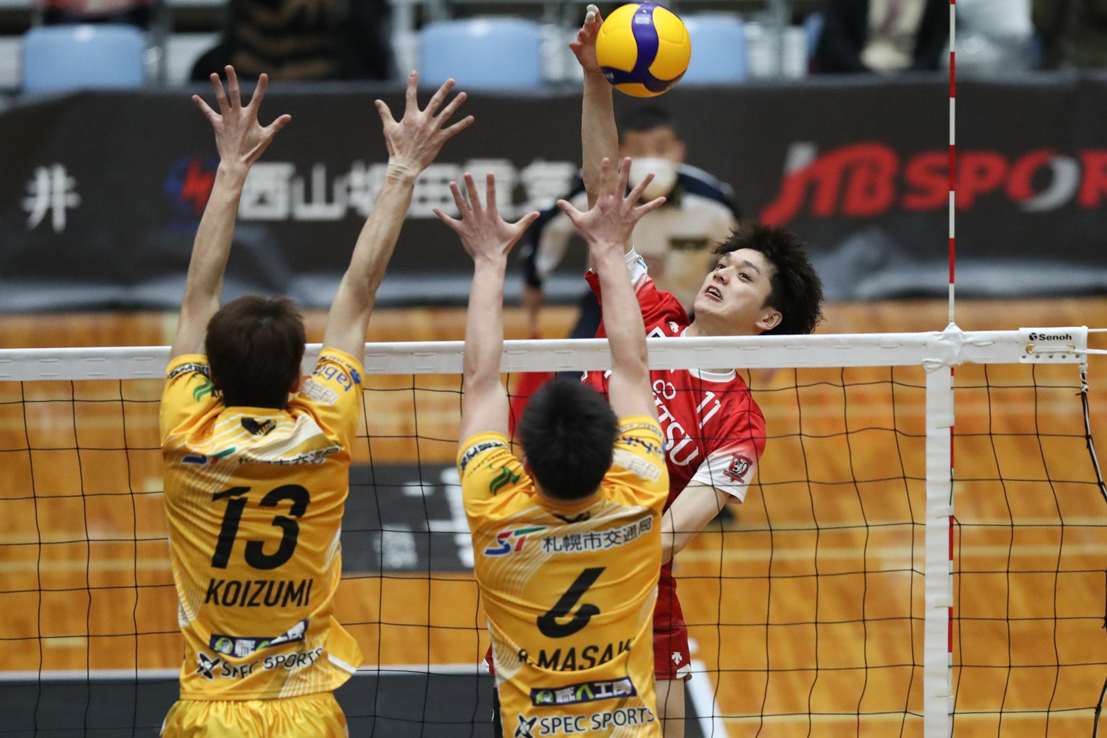 スパイクで11得点をあげた富士通・浅野卓雅 3月26日 対サフィルヴァ戦 第1セット