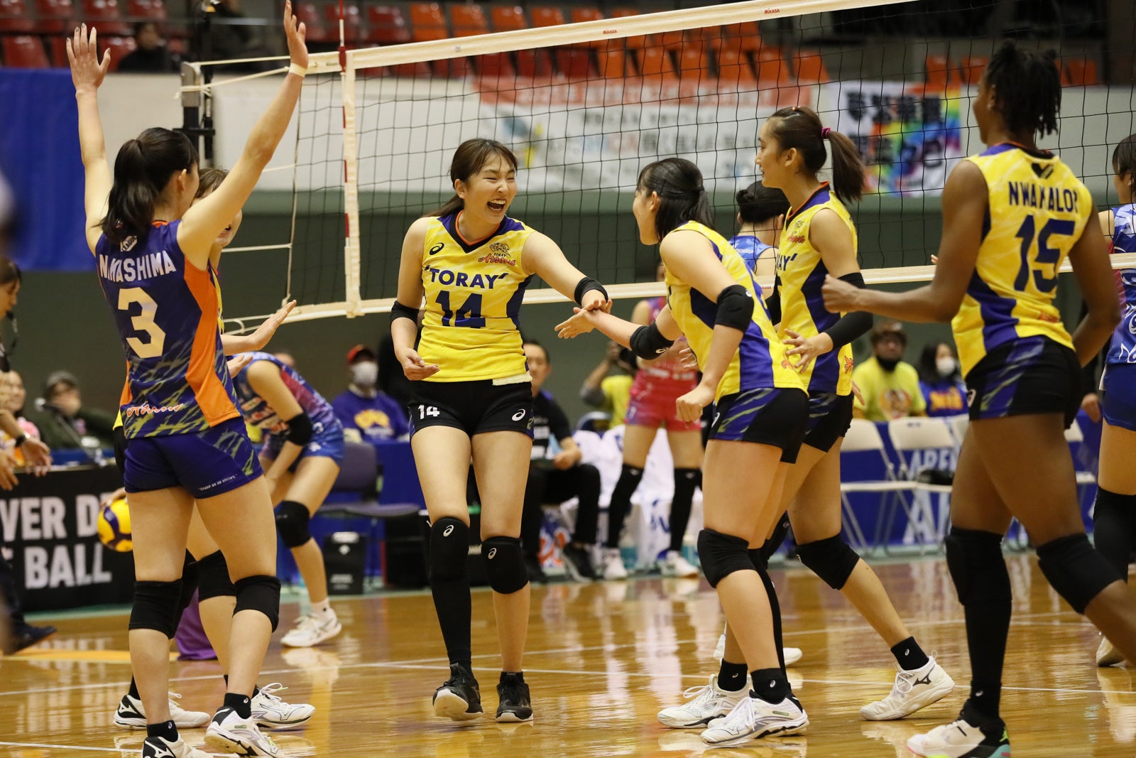 ホームでストレート勝利を飾った東レ 12月3日 対PFU戦 第2セット