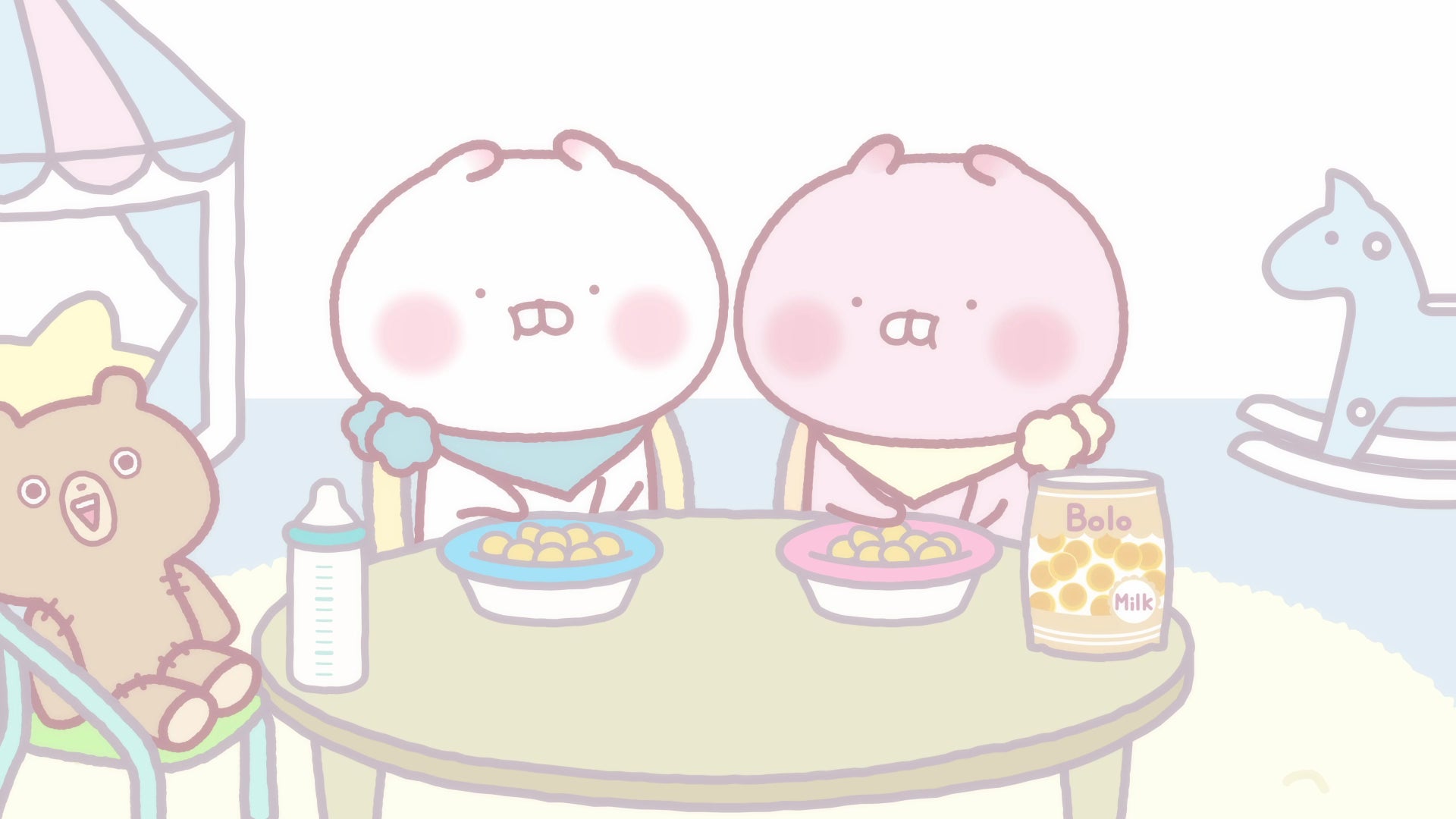 もにまるず ちびちびうさまる ちびちびうさこ 2個セット うさまるの小さい頃のおはなしを描いた新シリーズ『ちびちびうさ