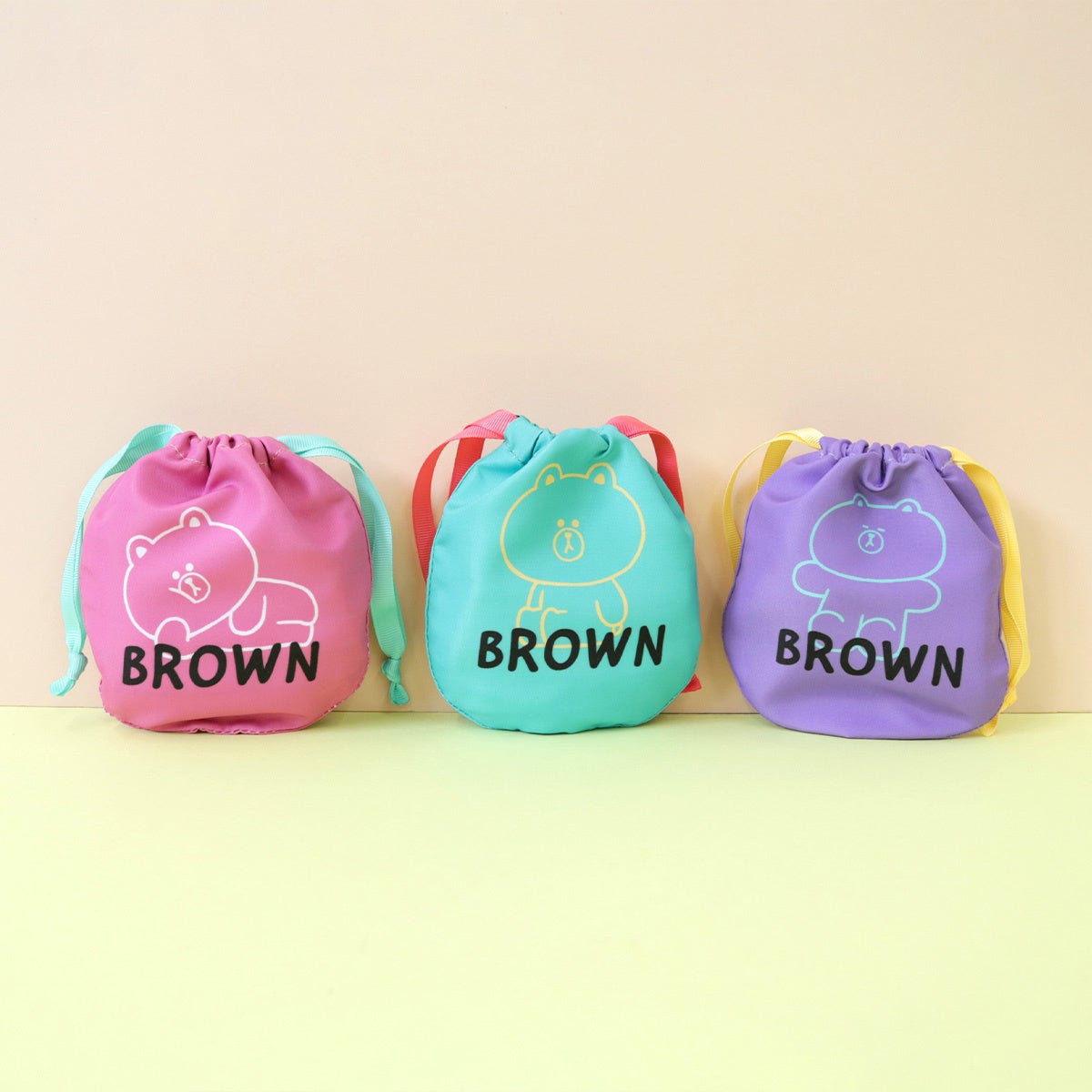 ラインアート巾着ポーチ