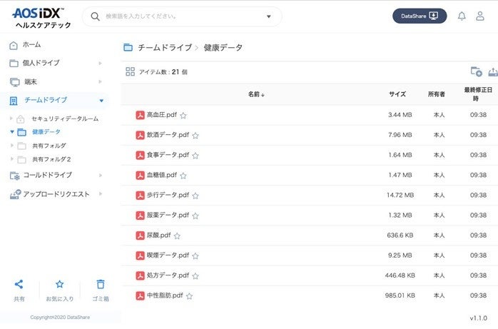 健康データデータプラットフォーム AOS IDX