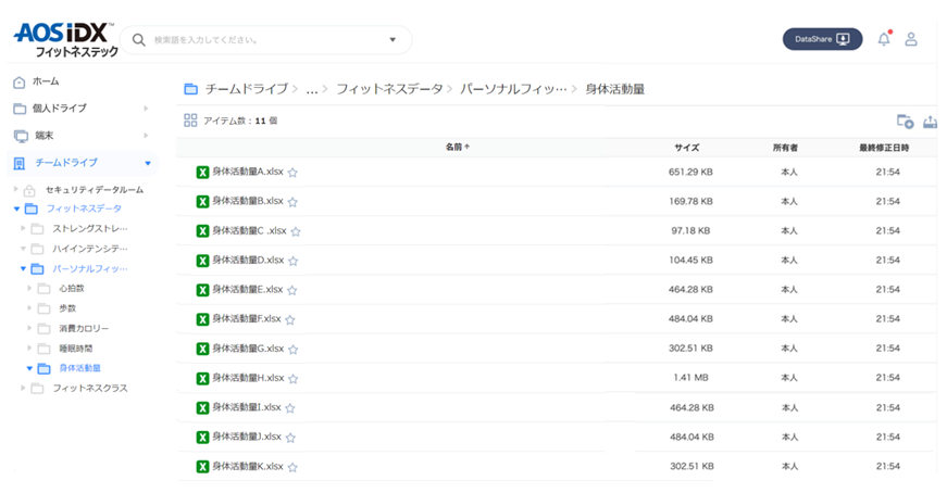 フィットネスデータプラットフォーム AOS IDX