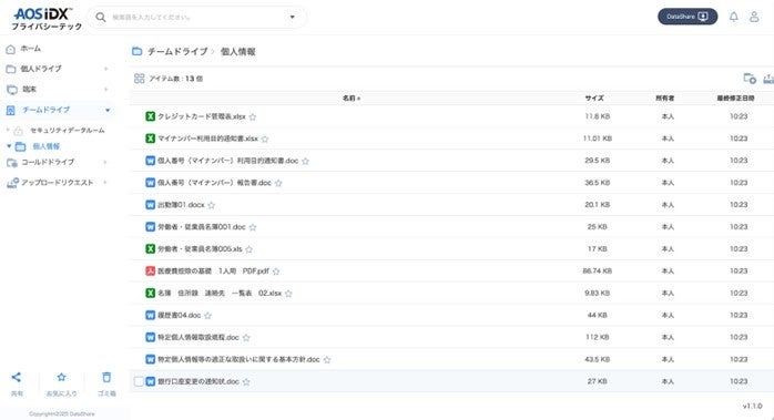 個人情報データプラットフォーム AOS IDX