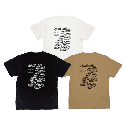 Honda シビックの歴代モデル「シビック ヒストリー」Tシャツ(新カラー)が「成田空港ターミナル2」で取り扱い決定! Honda シビックの歴代モデル「シビック ヒストリー」Tシャツ(新カラー)が「成田空港ターミナル2」で取り扱い決定!