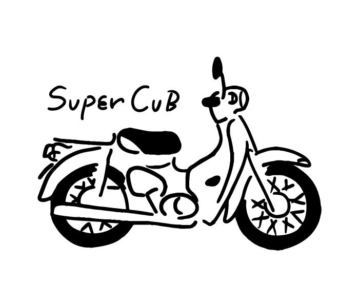 スーパーカブ　カブ　昭和レトロ　スーパーカブ用シート キャラクターイラスト Honda NICEST フォトアートポスター スーパーカブ イラスト