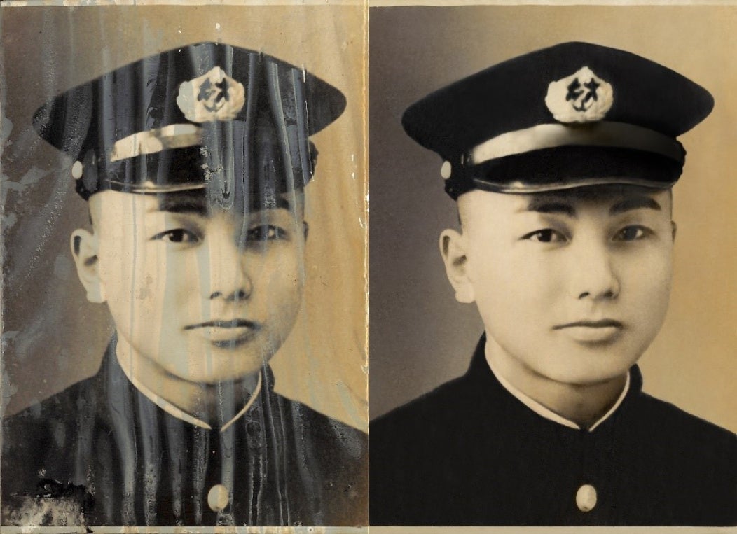 左：修復前の写真　右：修復後の写真