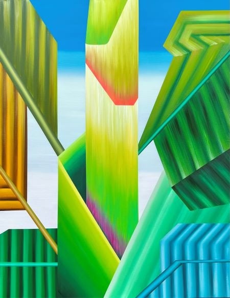 出展作品「New Leaves」、メディア：Oil on Canvas、サイズ：116.5 × 91.0cm、制作年：2022、アーティスト：渡部未乃
