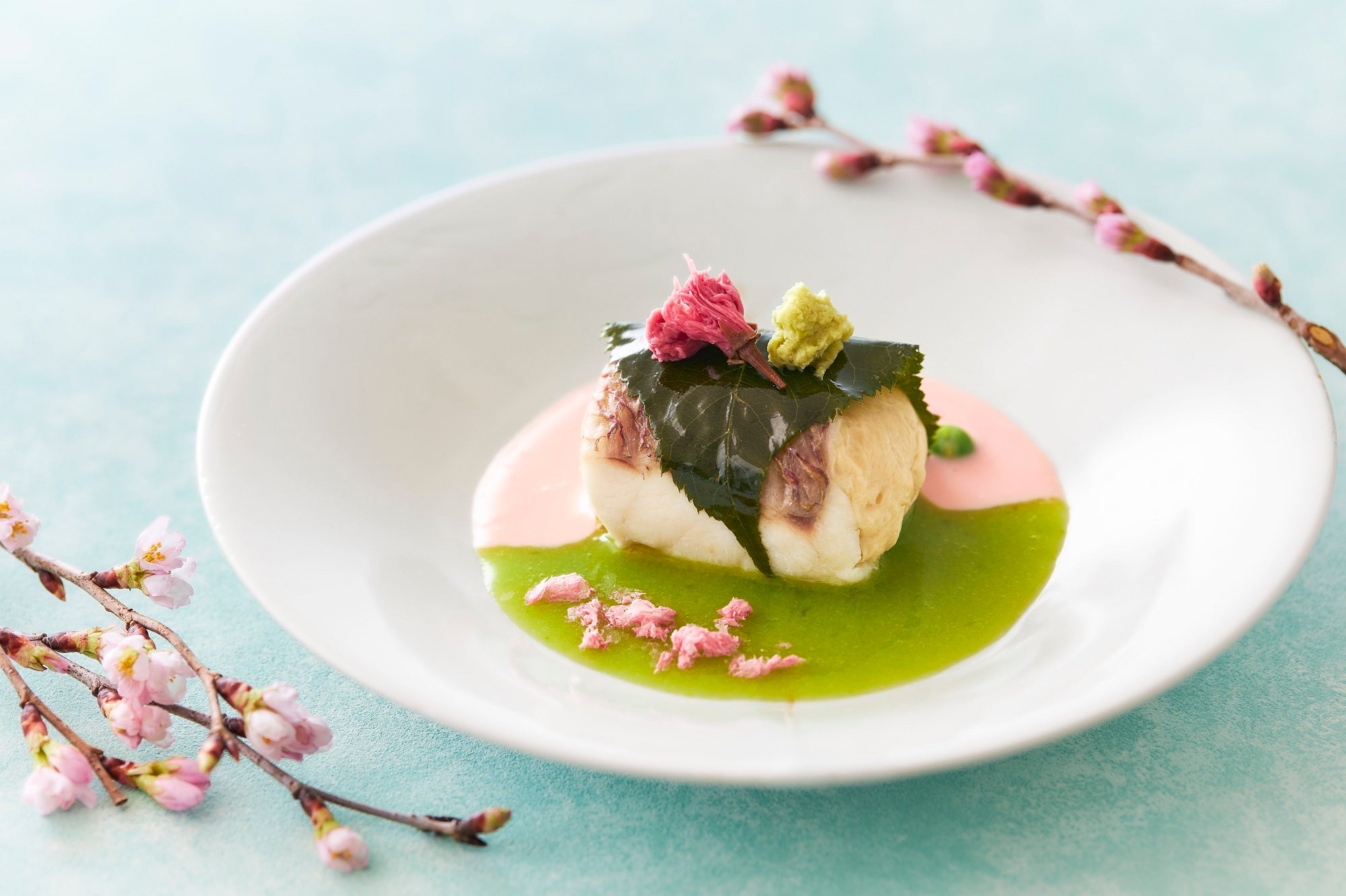 日本料理「花山椒」のお料理 真鯛と湯葉の桜蒸し