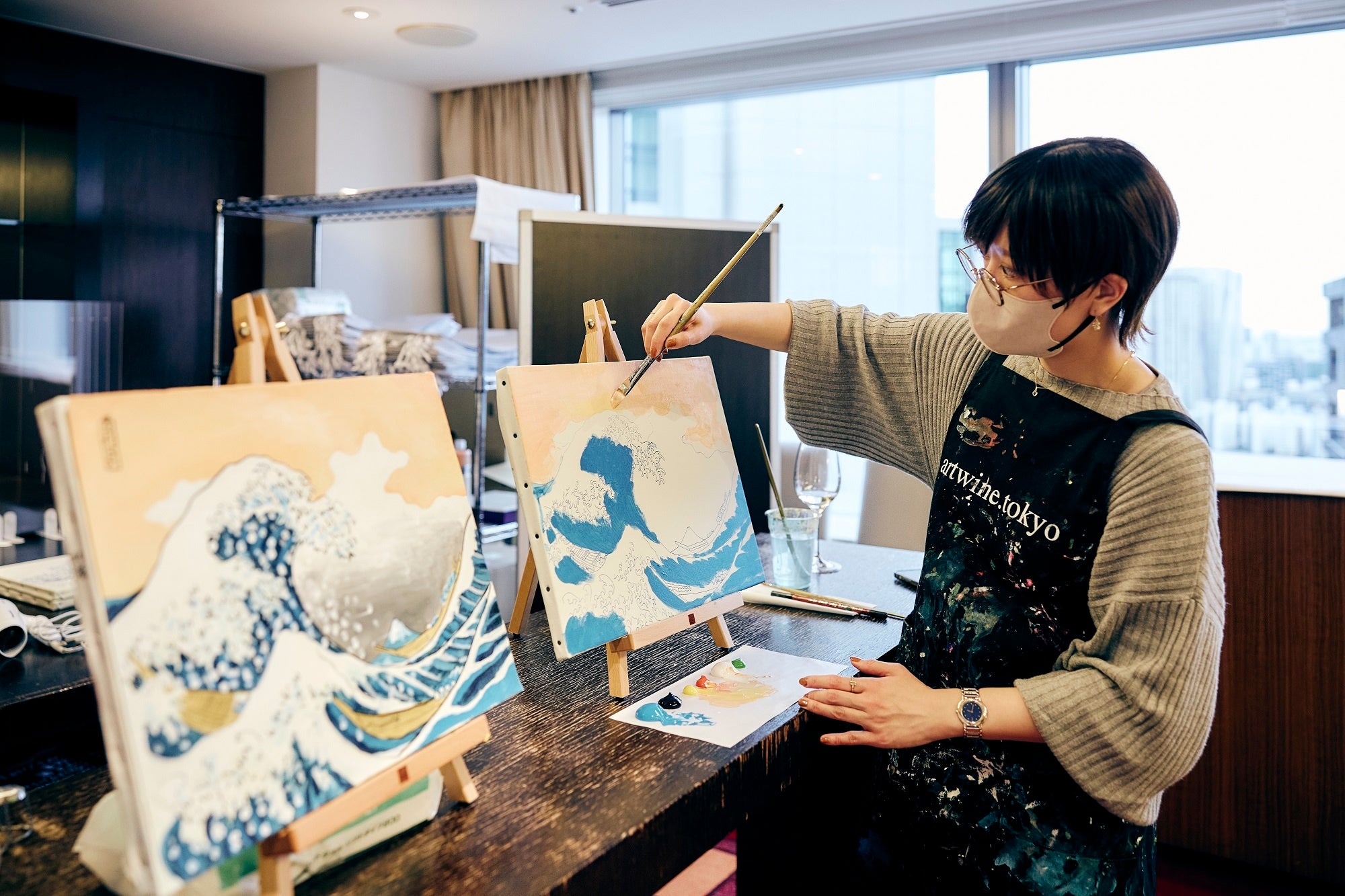 2月にパークホテル東京で開催した、アート体験ワークショップの様子