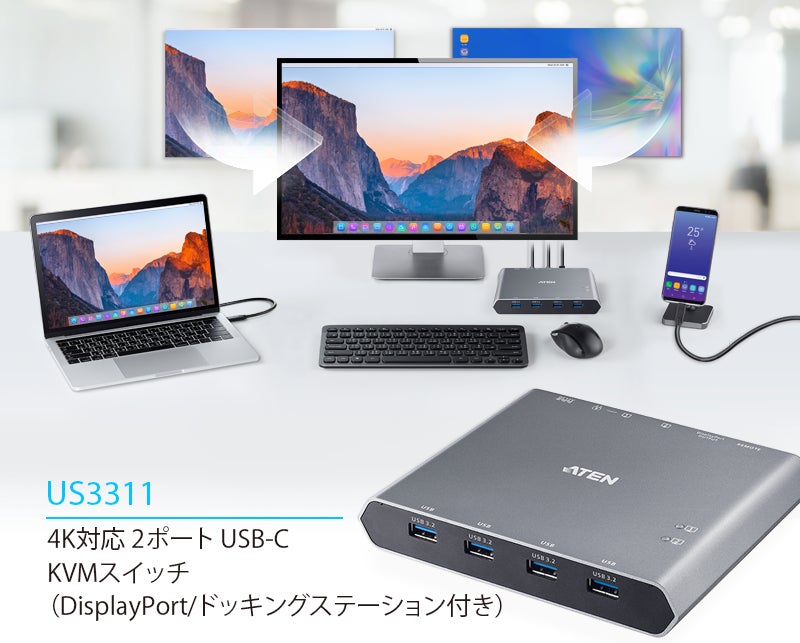 ポータブルモニター USB-C接続 USB-C接続の2台のPCをスイッチ1 ポータブルモニター USB-C接続 USB-C接続の2台のPCをスイッチ1
