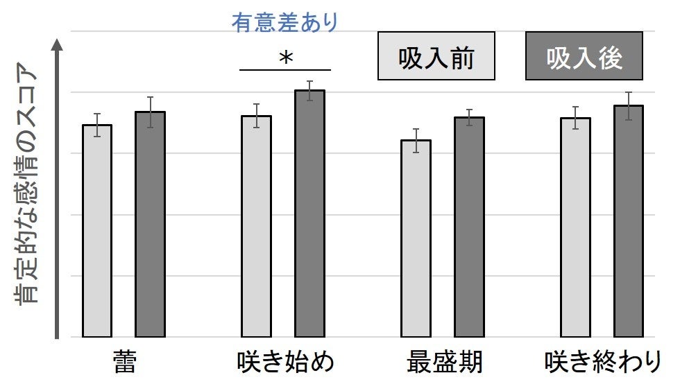 図5 キンコウボクの花の香りによる 肯定的な感情スコアの変化