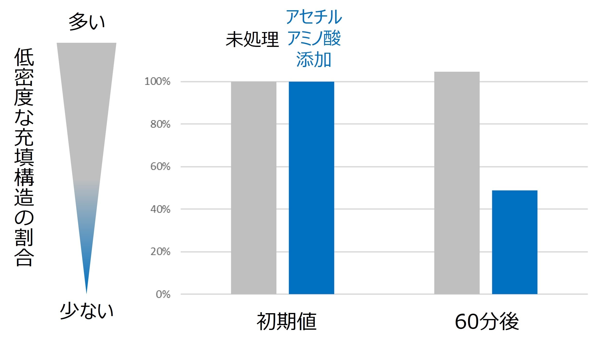 図4　アセチルアミノ酸の添加による細胞間脂質の低密度な充填構造の割合変化