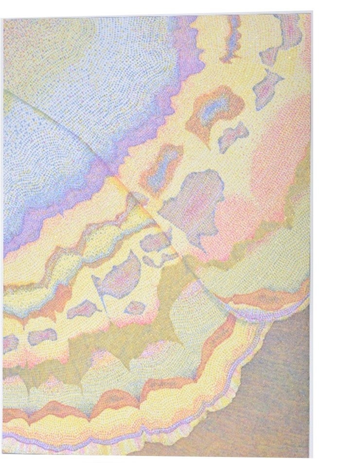 コスメを彩色に使用した日本画② メイクアップ化粧品をアップサイクルしたボールペンを用いたデザイン