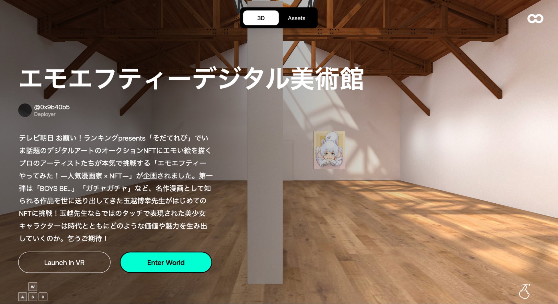 OnCyberにおける⽟越博幸先⽣のNFT展⽰会