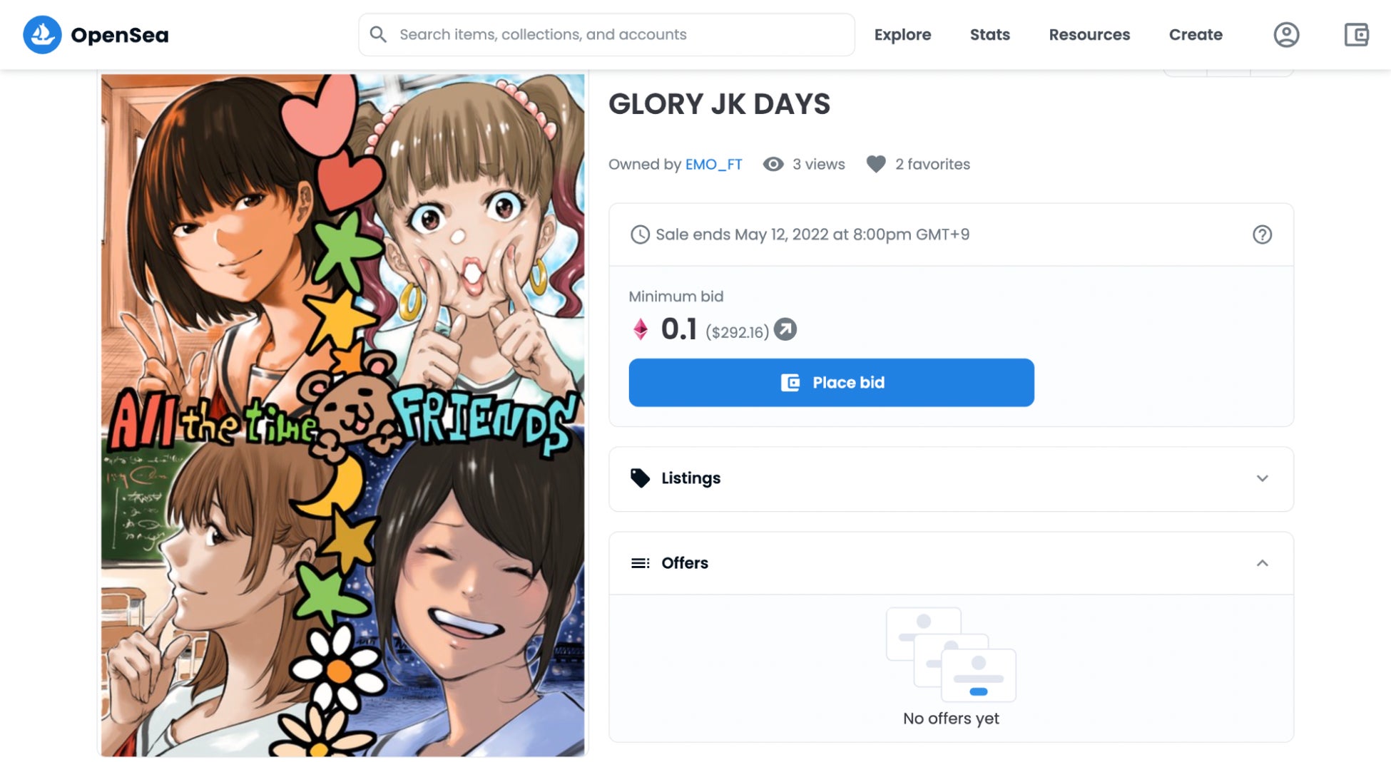 漫画家・藤村 緋ニ先生の書き下ろし作品「GLORY JK DAYS」NFTアート
