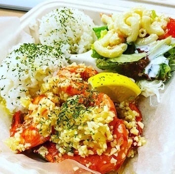 ハワイアンフードトラックH&H 「ガーリックシュリンプランチプレート」税込1,000円