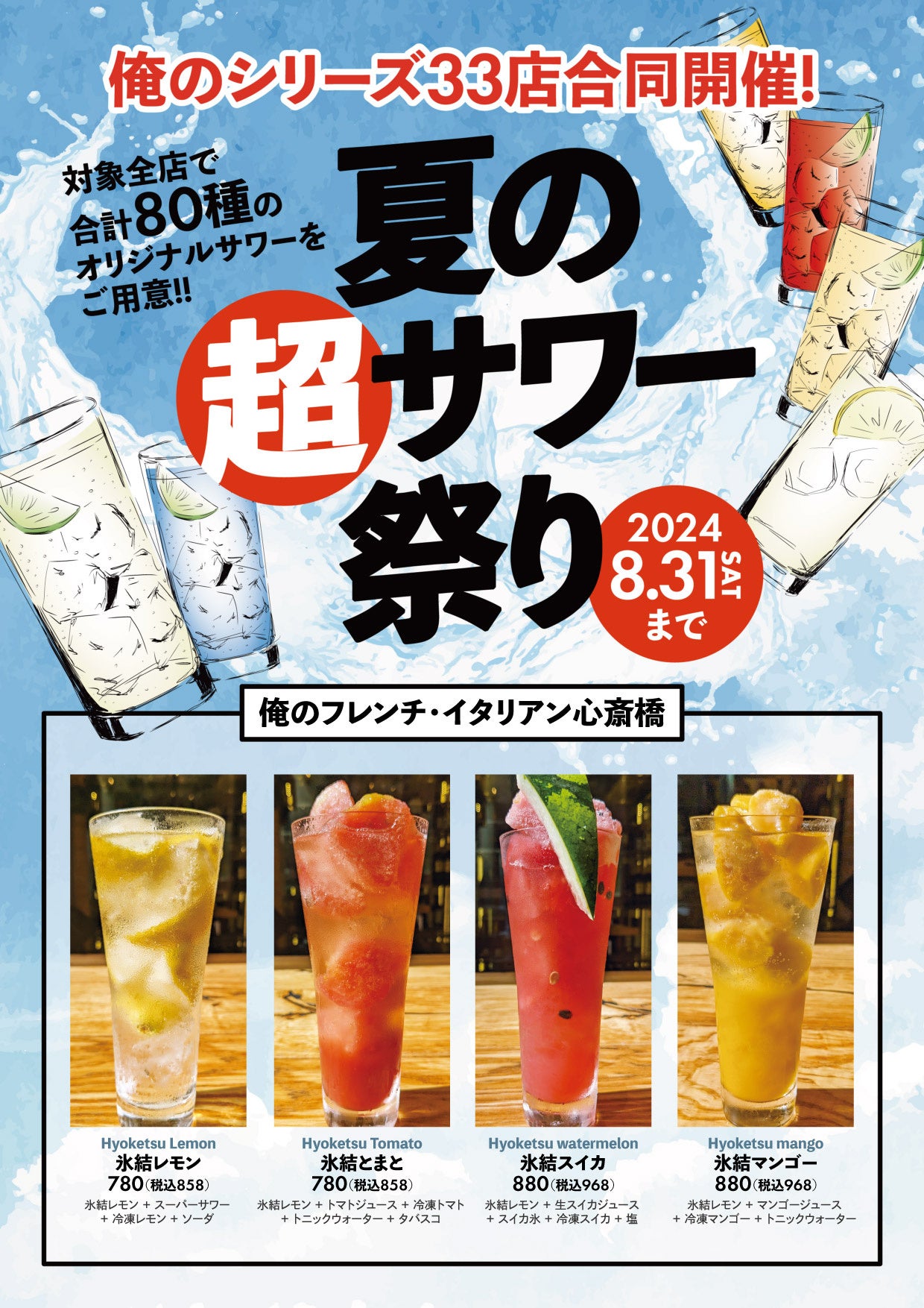 各店で異なるサワーメニューが全80種！