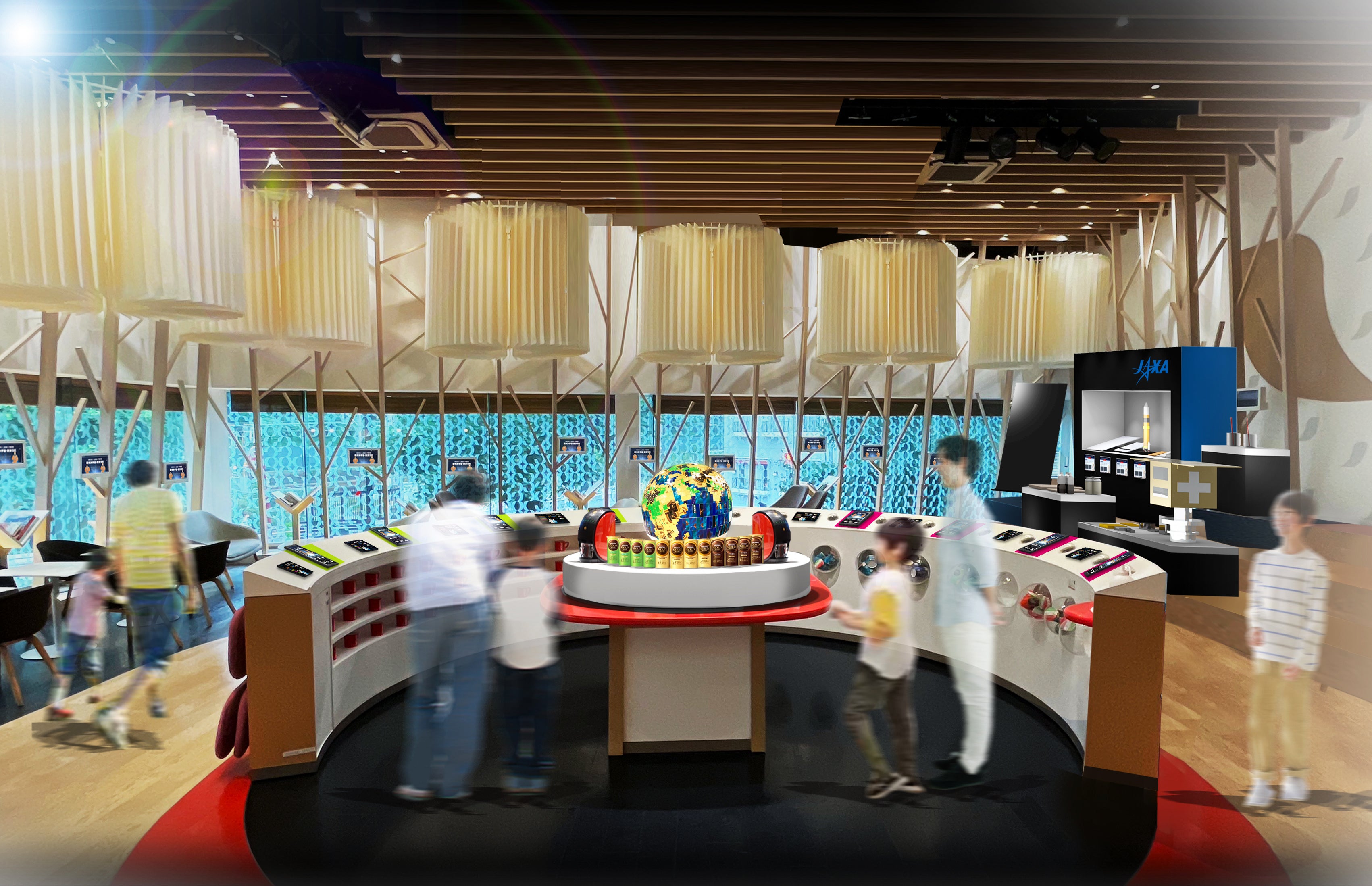 「ネスカフェ　エコ＆システムパック」を使用して作成した 地球ジオラマ