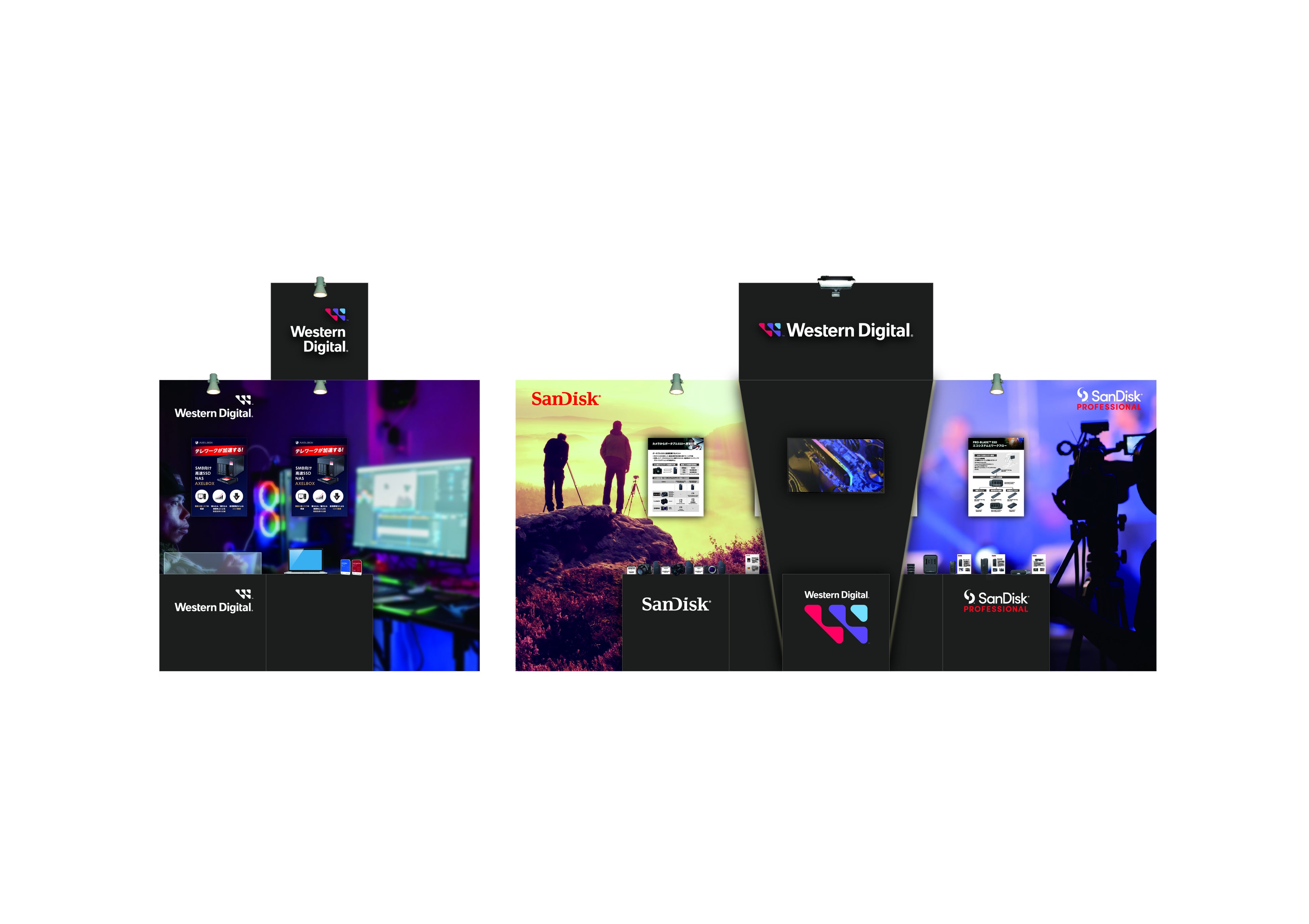 ブース平面図　左：Western Digitalブランド、右：SanDisk Professional／SanDiskブランド