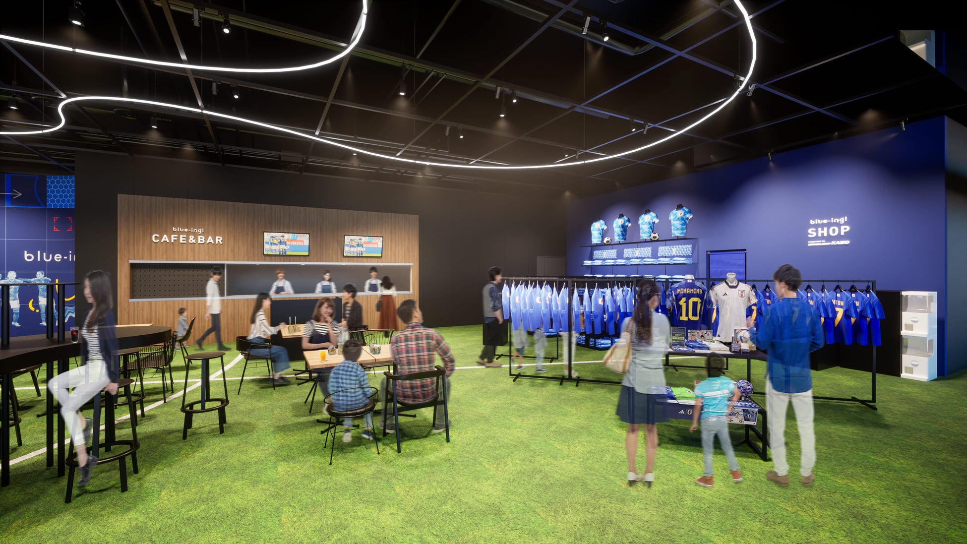 カフェ&バー、サッカーショップ