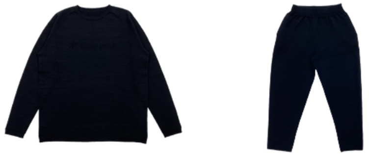 ISSで使用が予定されている宇宙船内服の地上販売品「Space Life Comfortable」シリーズ(左：Space Life Comfortable Pullover 右：Space Life Comfortable Long Pants)
