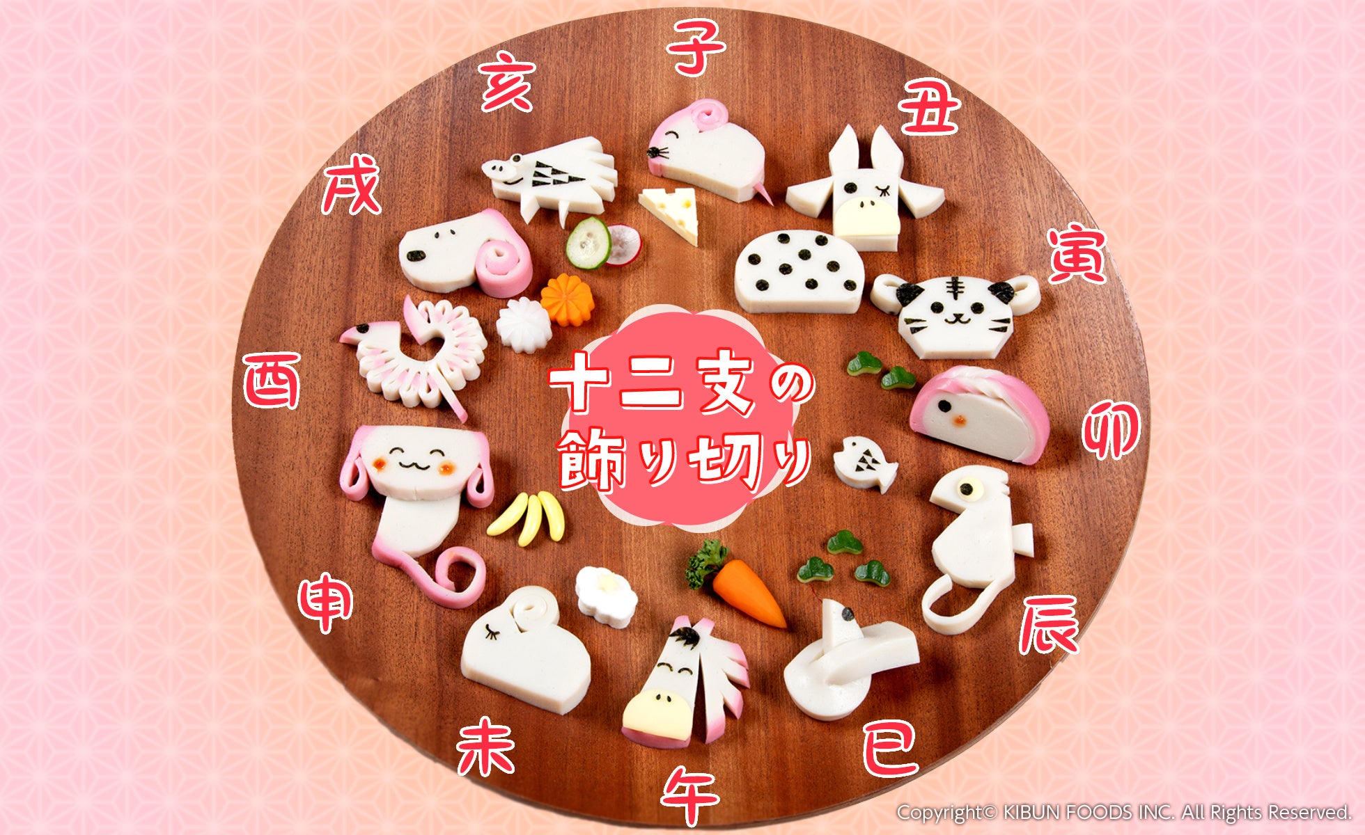 かまぼこの十二支の飾り切り