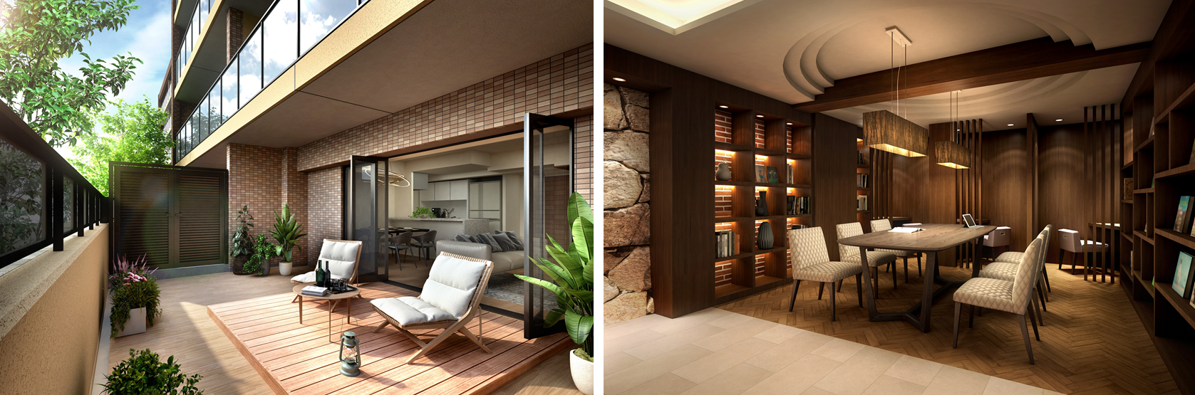 B3gタイプ106号室オープンエアスペース／ブックラウンジ完成予想CG