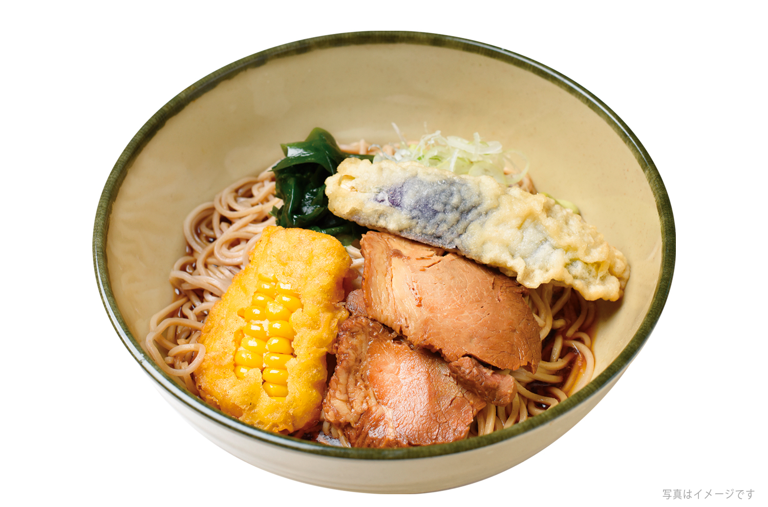 豚チャーシューと夏野菜天そば（そば・うどん）