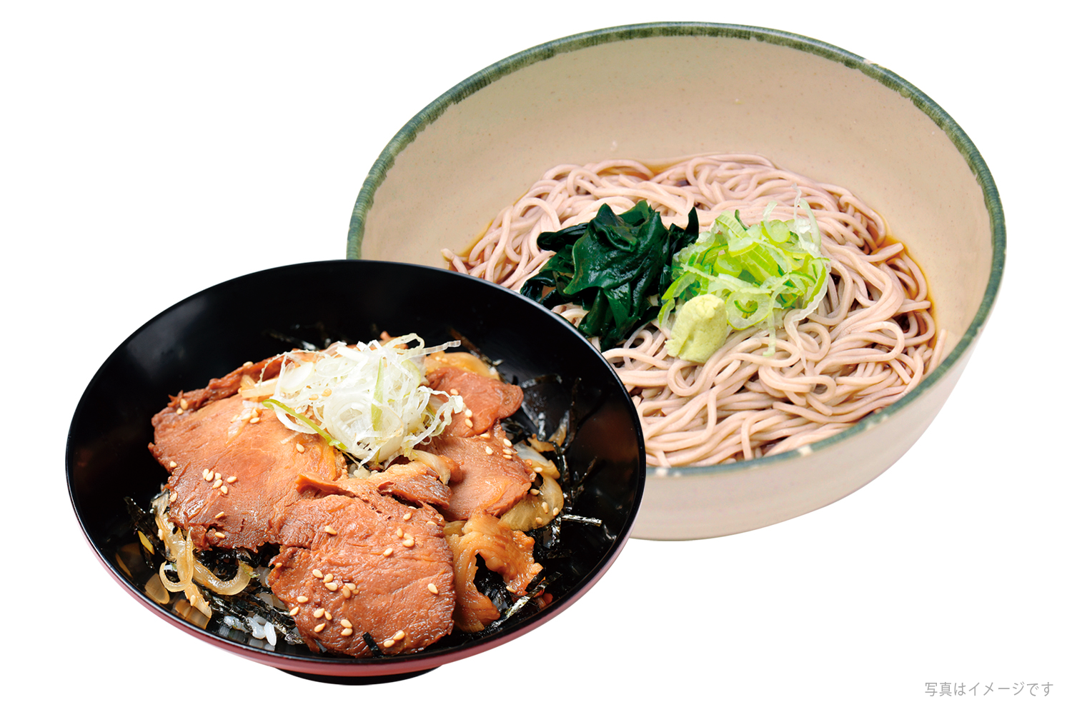 豚チャーシューの肉めし丼セット～ガリバタ風味～（そば・うどん）