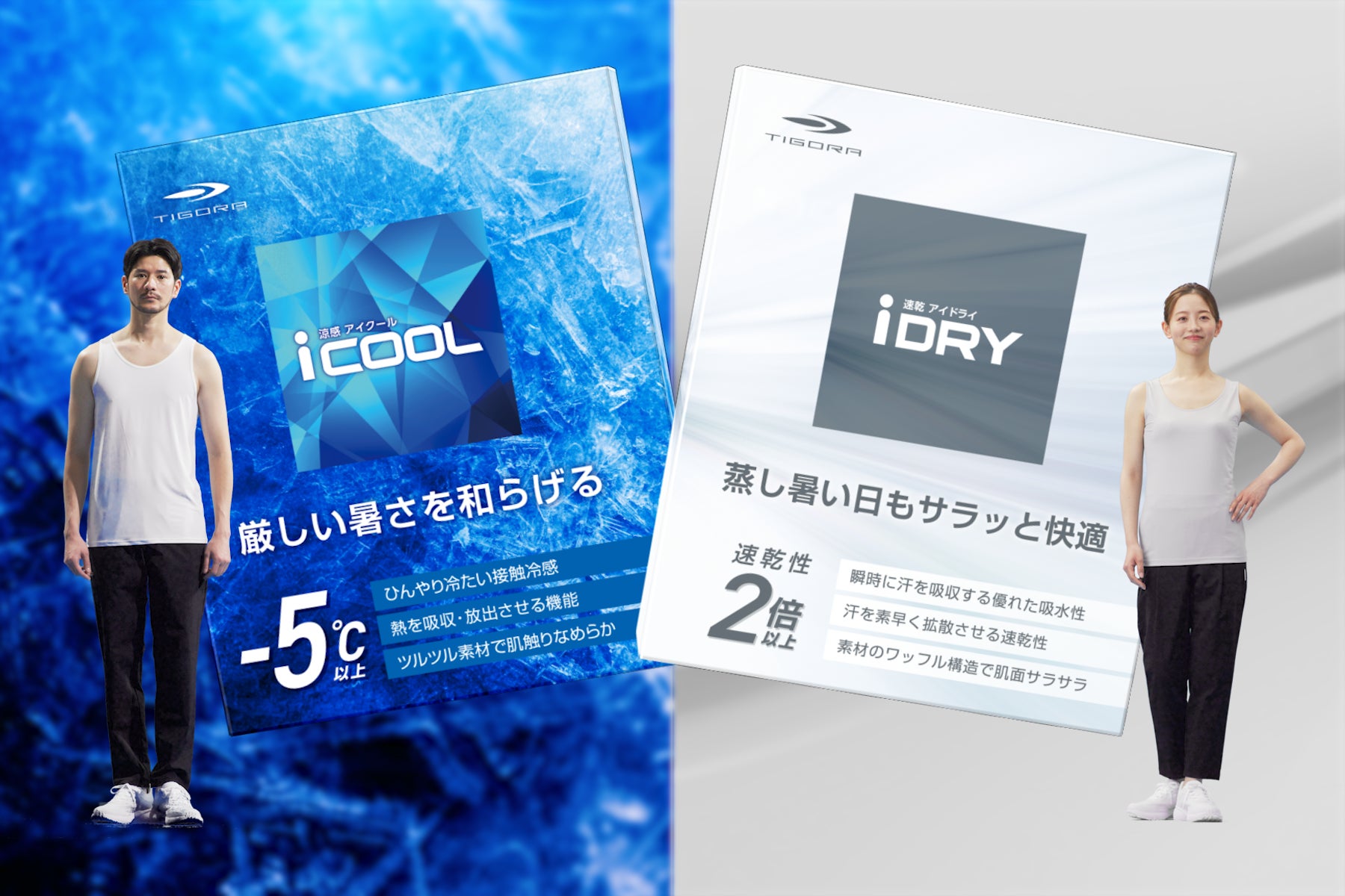 5℃以上の遮熱効果を持つ「iCOOLインナー」&速乾性2倍以上の 5℃以上の遮熱効果を持つ「iCOOLインナー」&速乾性2倍以上の