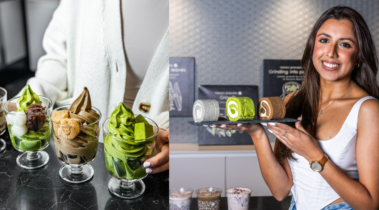 サンデー（左）とシドニー店限定 Black Sesame Roll Cake