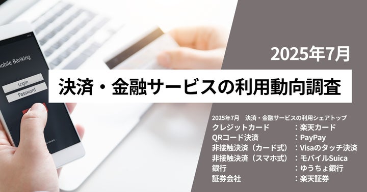 2025年7月決済・金融サービスの利用シェア クレジットカード、QRコード 2025年7月決済・金融サービスの利用シェア クレジットカード、QRコード