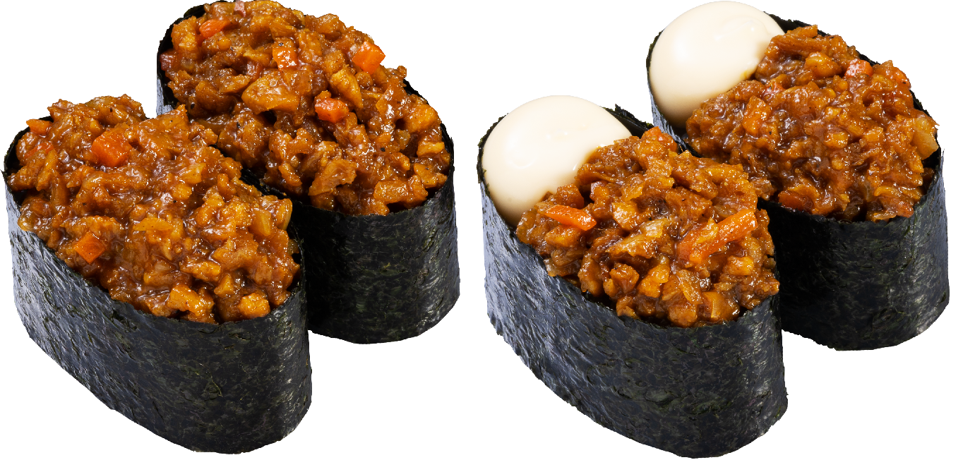 ＊「お豆で作ったキーマカレー軍艦」２貫、110円（税込）