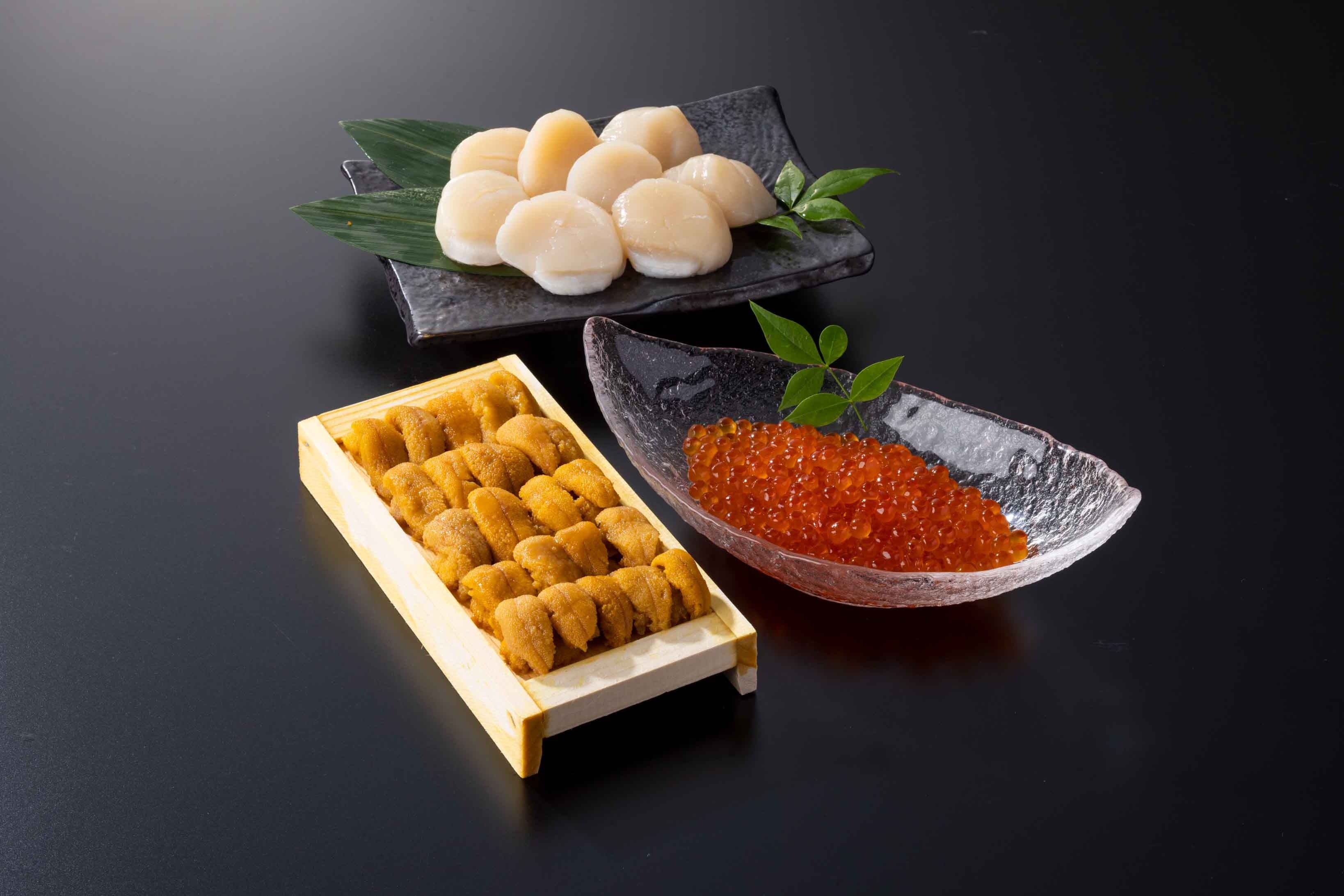 北海道産三宝セット（うに・いくら・ほたて）