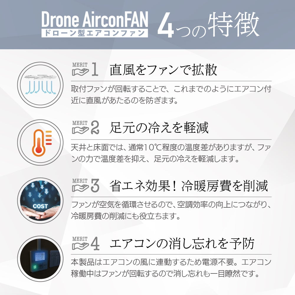 オフィス・店舗の冷房問題を解決】ドローン型エアコンファンを