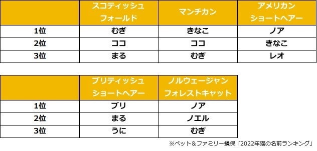 ペットニュースストレージ 22年 猫の名前ランキング を発表 21年にペット保険に新規加入した0歳の猫の名前 を大調査 ペット ファミリー損保のプレスリリース ペットニュースストレージ 22年 猫の名前ランキング を発表 21年にペット保険に新規加入した0歳の猫の名前 を大調査 ペット ファミリー損保のプレスリリース