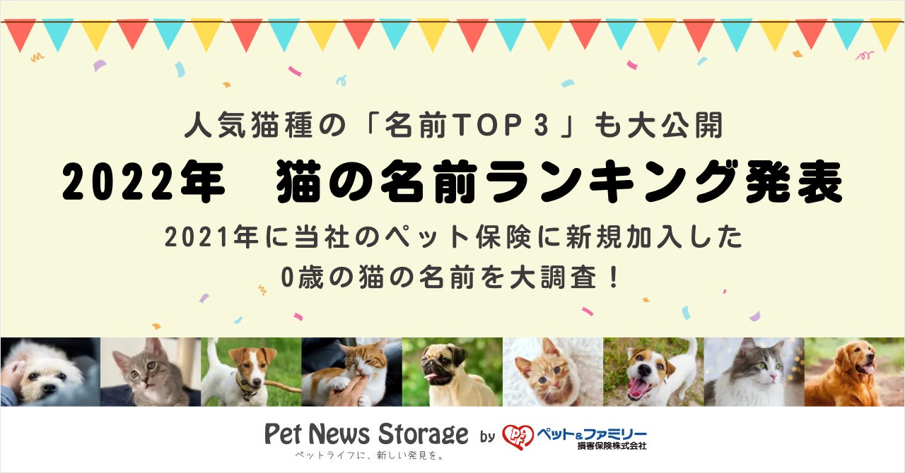 ペットニュースストレージ 22年 猫の名前ランキング を発表 21年にペット保険に新規加入した0歳の猫の名前 を大調査 ペット ファミリー損保のプレスリリース ペットニュースストレージ 22年 猫の名前ランキング を発表 21年にペット保険に新規加入した0歳の猫の名前 を大調査 ペット ファミリー損保のプレスリリース