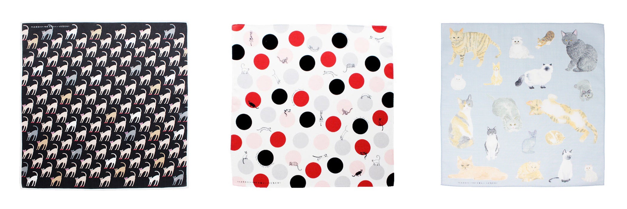 左から）おしゃれキャット、水玉キャット、水彩キャット