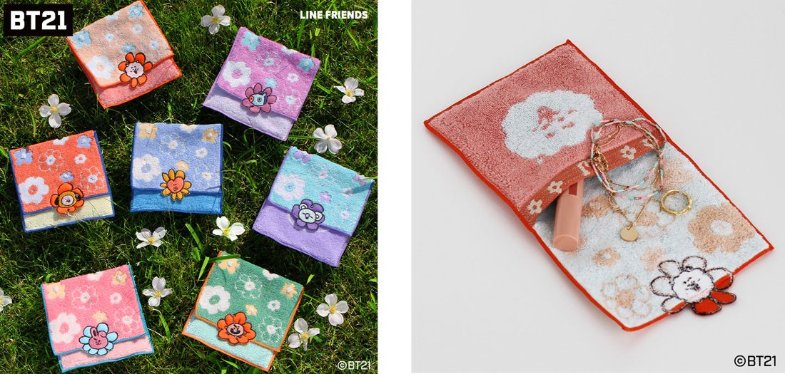 LINE FRIENDSのグローバル人気キャラクターブランド『BT21』のハンカチ