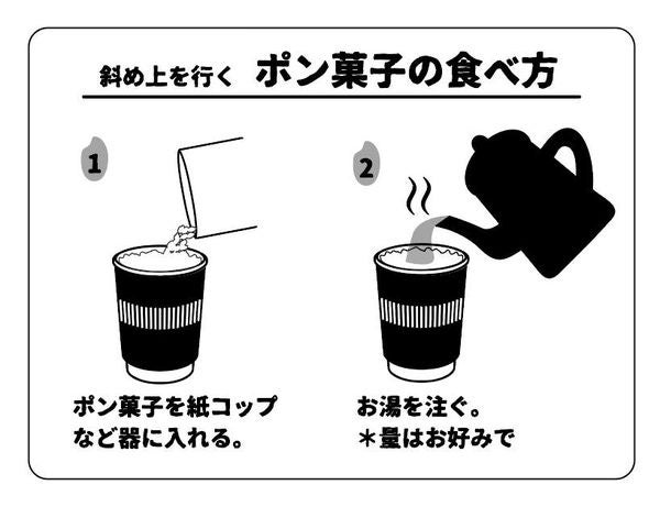 「だいこん」の特徴は「だいこん」を袋のまま食べても良いが、一度紙コップに入れて食べると食べやすい。またお湯を入れると「おかゆ」になる。また「だいこん」はおにぎり２つ分ぐらい（約一食分）の非常食になる。