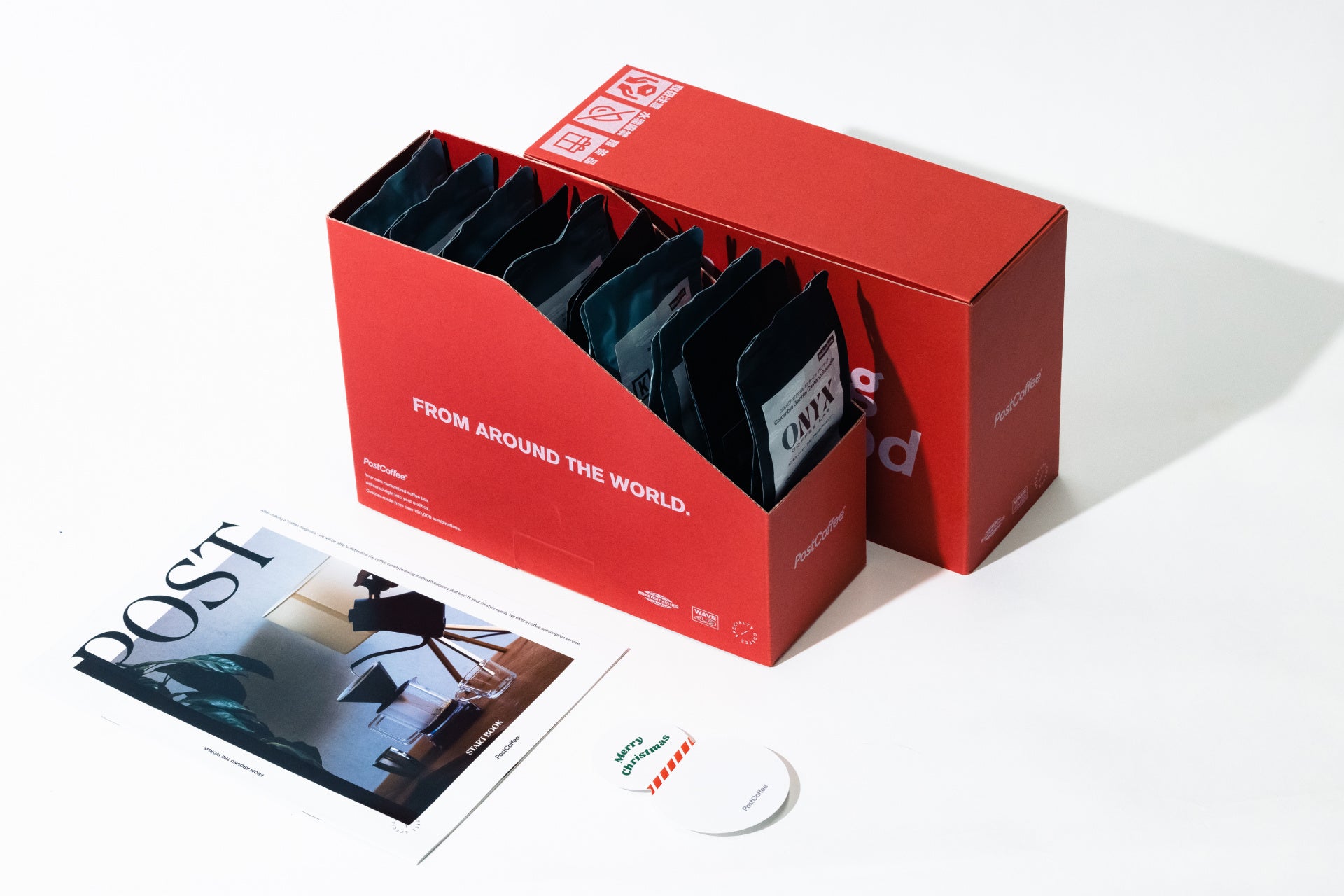 「CHRISTMAS COFFEE GIFT - Roaster Assort」（クリスマスコーヒーギフト ロースターアソート） 中身 PostCoffee