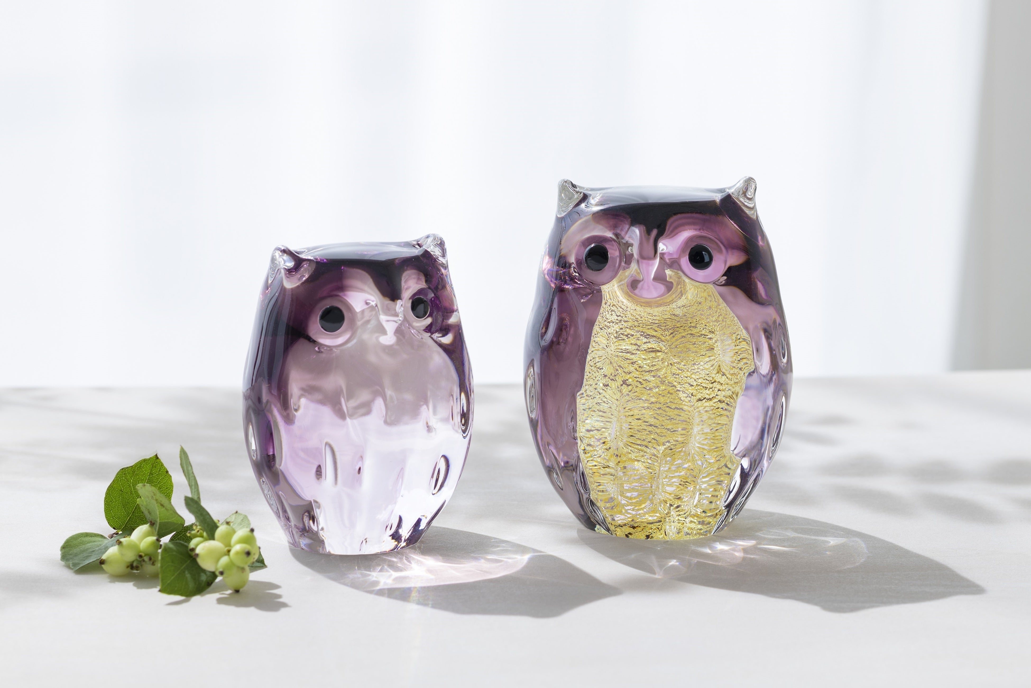 フクロウ 津軽びいどろ ふくろう 津軽びいどろ「ふくろう」シリーズに約4年ぶりの新色「紫暮」、本日11