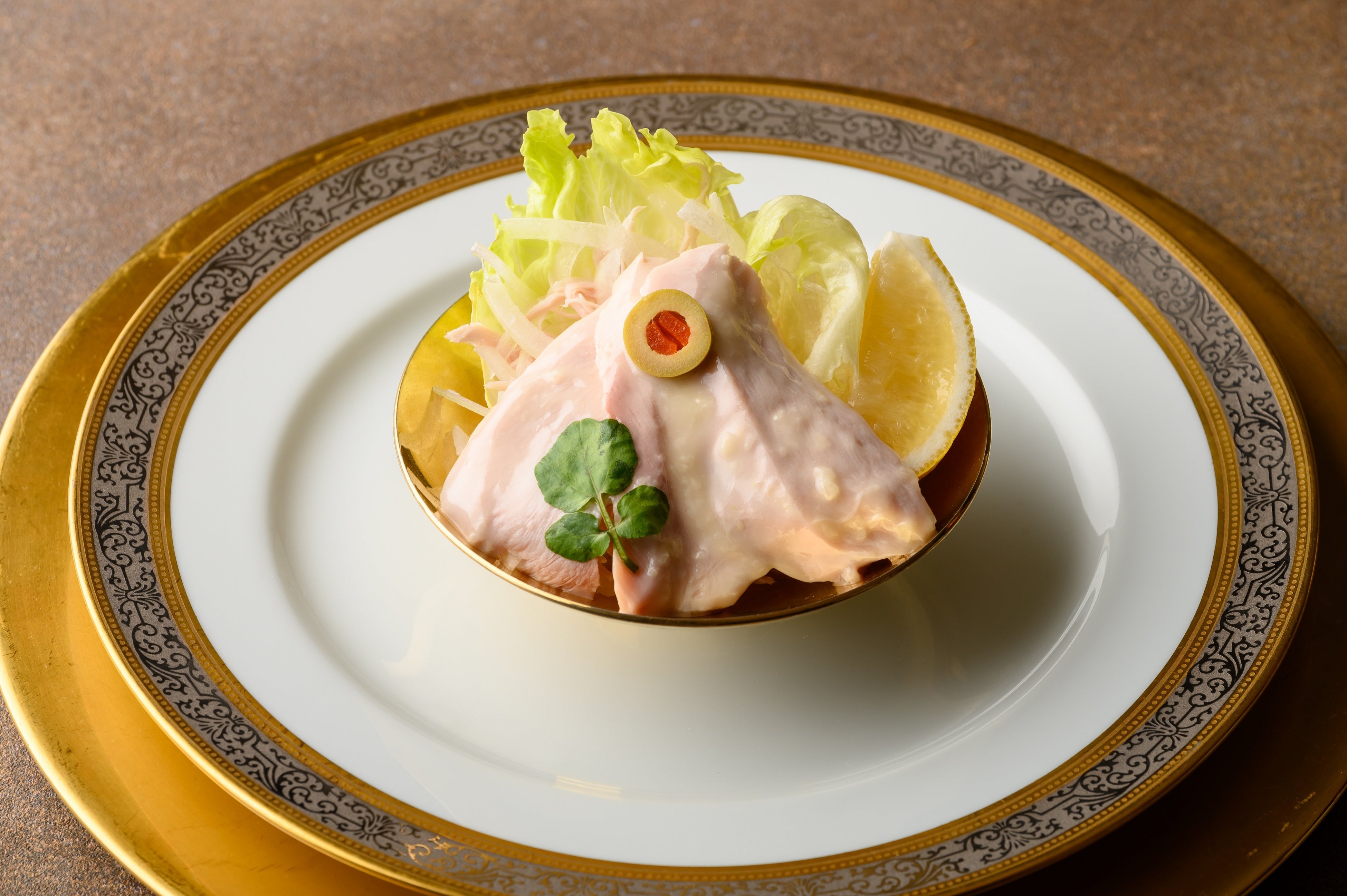 雉の前菜　ワイン入りシェフドレッシングソース